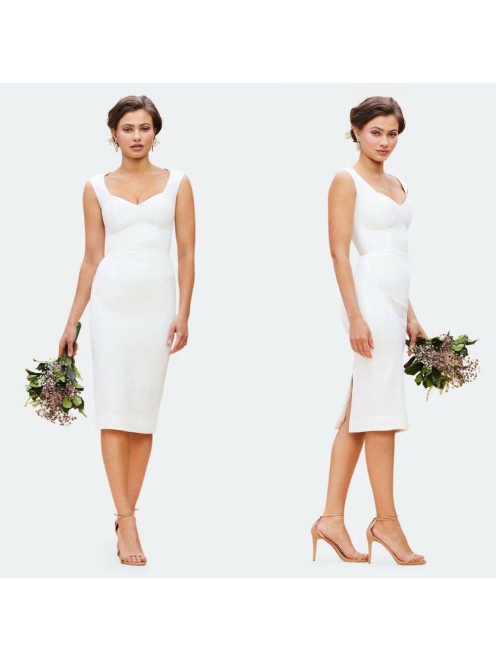 🆕DRESS THE POPULATION Elle Sheath Dress Off White Medium 6-8